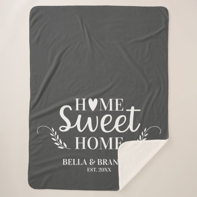 Modernes Grau Monogram Name Blanket Sherpadecke (Vorderseite)