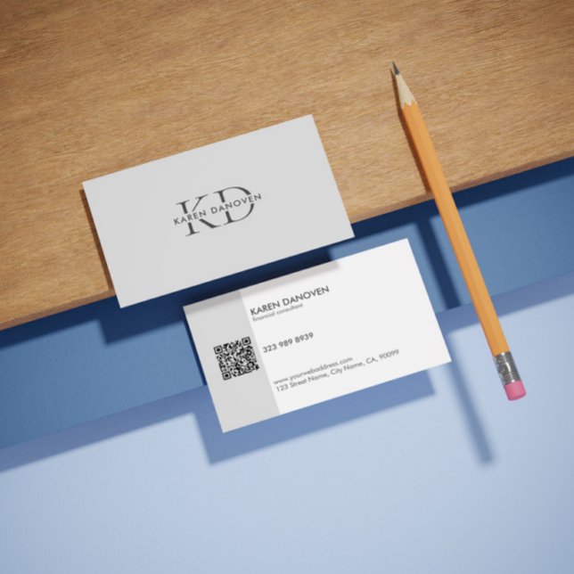 Modernes Grau Monogramm Beruflich Visitenkarte (Von Creator hochgeladen)