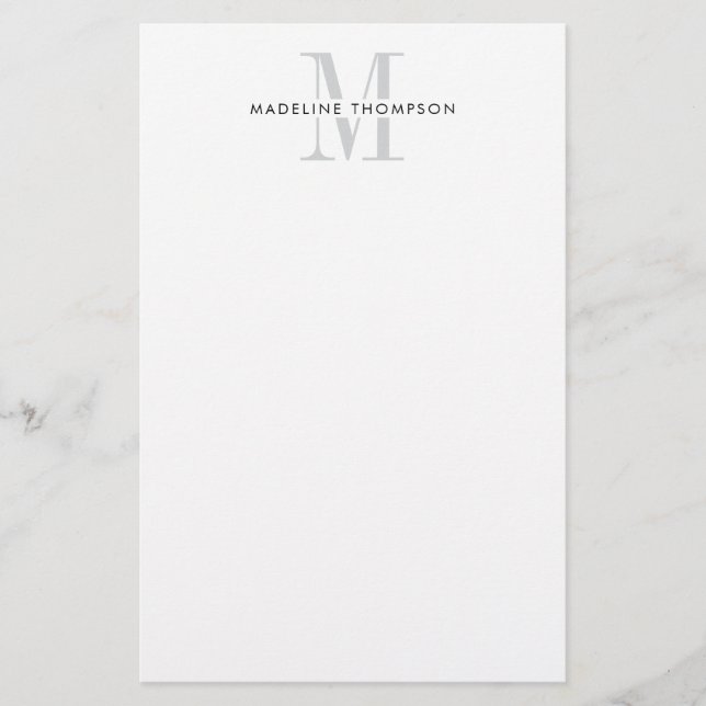 Modernes Grau Monogramm Briefpapier (Vorderseite)