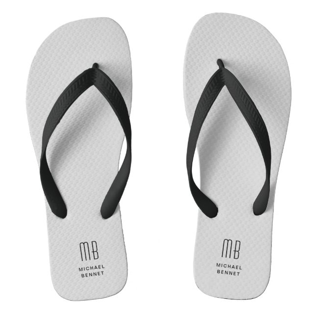 Modernes Grau Monogramm Flip Flops (Fußbett)