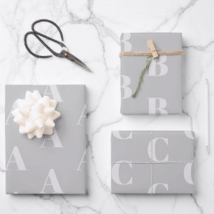 Modernes, grau-monogramm-Muster Geschenkpapier Set