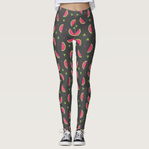 Modernes, grau-rosa Melon-Fruchtmuster Leggings