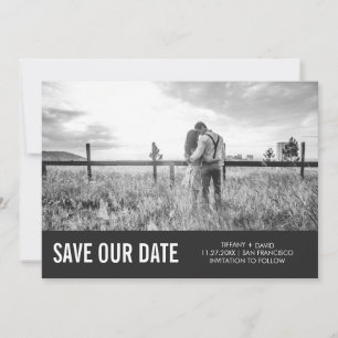 Modernes Grau Save the Date mit Foto