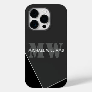 Modernes Grau-Schwarz-Monogramm Case-Mate iPhone 14 Pro Hülle