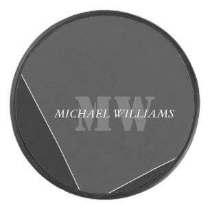 Modernes Grau-Schwarz-Monogramm Eishockey Puck