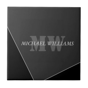 Modernes Grau-Schwarz-Monogramm Fliese