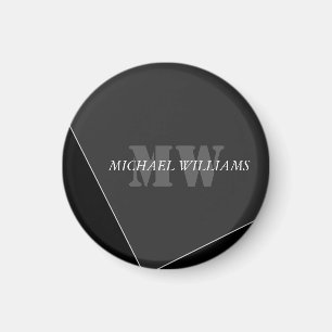Modernes Grau-Schwarz-Monogramm Magnet
