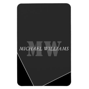 Modernes Grau-Schwarz-Monogramm Magnet