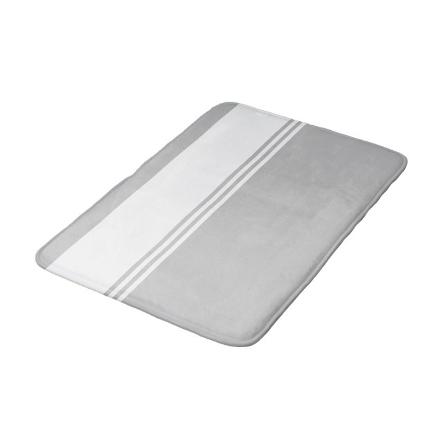 Modernes Grau und Weiß gestreift Badematte (Schrägansicht)