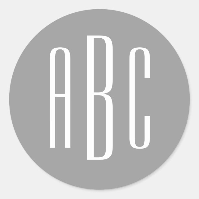 Modernes Grau-Weiß-Monogramm mit einfachen drei Bu Runder Aufkleber (Vorderseite)