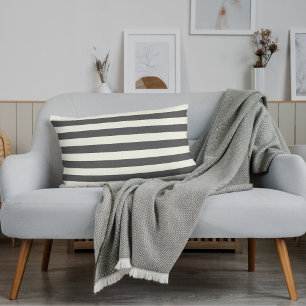Modernes Graue und Weiße Streifenmuster Minimalist Lendenkissen