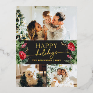 Modernes graues botanisches Foliage 3 Foto Folien Feiertagspostkarte