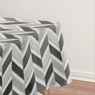 Modernes graues Chevron geometrisches Muster-Monog Tischdecke