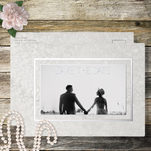 Modernes graues Foto Hochzeit rettet das Datum Folien Feiertagspostkarte
