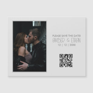 Modernes Graues Foto Save the Date QR-Code Magnetkarte