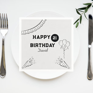 Modernes Graues Glück Geburtstag jedes Jahr maßges Serviette