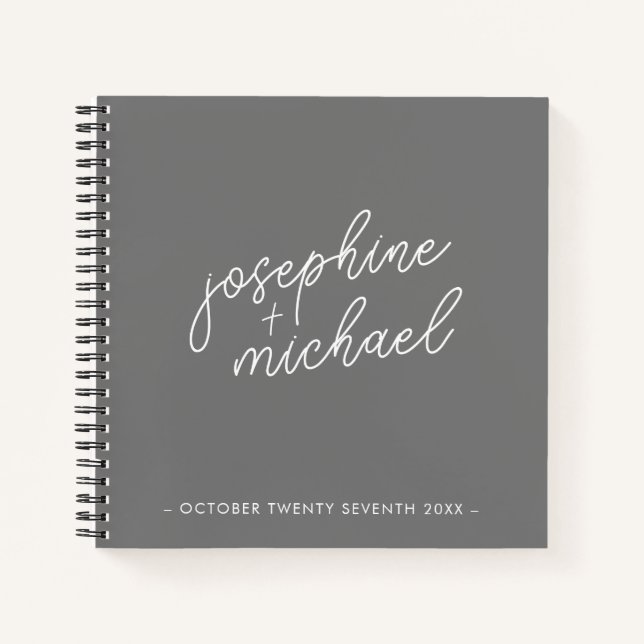 Modernes Graues Minimal Wedding Gästebuch Notizbuch (Vorderseite)