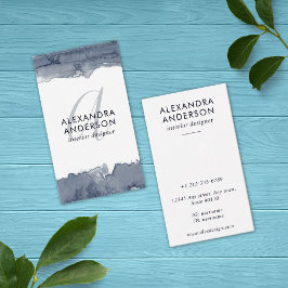 Modernes graues Monogramm für Wasserfarben Minimal Visitenkarte