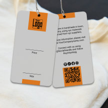 Modernes, graues Orange Logo QR Code Kleidungstari