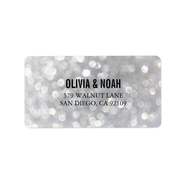 Modernes Gray Bokeh Elegant Wedding Address Labels Adressaufkleber (Vorne)