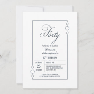 Modernes Gray Border 40. Geburtstag Party Einladung