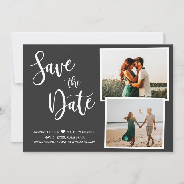 Modernes Gray Elegante Typografie-Foto Save The Date (Vorderseite)