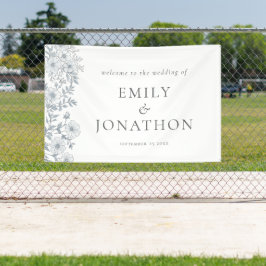 Modernes Gray Florals Herzlich Willkommen beim Hoc Banner