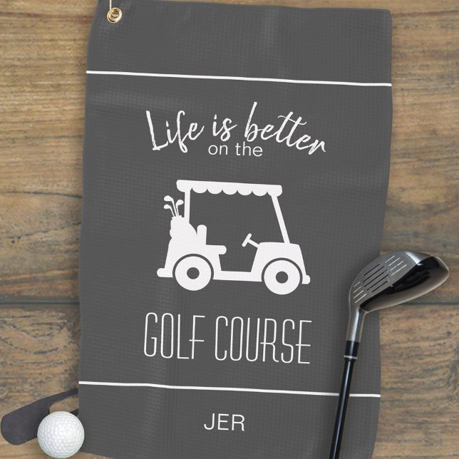 Modernes Gray Golfer Golfkurs Mit Monogramm Golfhandtuch (Modern Gray Golfer Golf Course Quote Monogrammed Golf Towel)