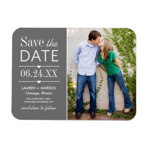 Modernes Gray Hearts Wedding Foto Save the Date Magnet