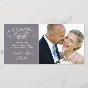 Modernes Gray Wedding Foto Vielen Dank Karten