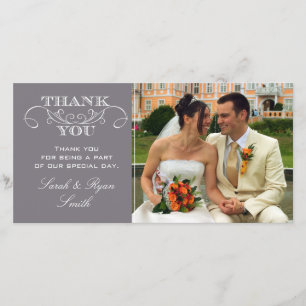 Modernes Gray Wedding Foto Vielen Dank Karten