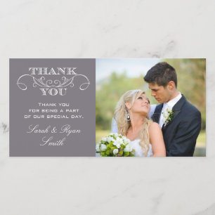 Modernes Gray Wedding Foto Vielen Dank Karten