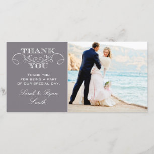 Modernes Gray Wedding Foto Vielen Dank Karten