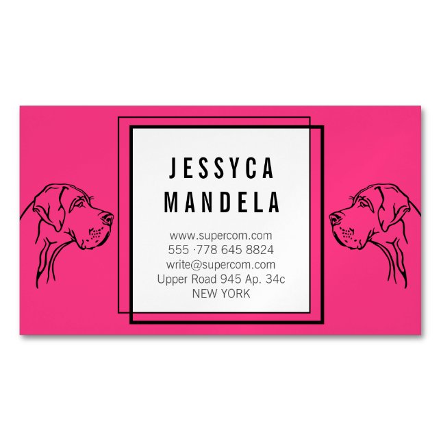 Modernes Great Dane Zeichnend Magnetische Visitenkarte (Vorderseite)