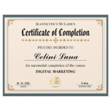 Modernes Green and Gold Certificate of Completion