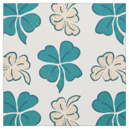 Modernes Green Clover Kleeblatt Zeichnend Muster Stoff