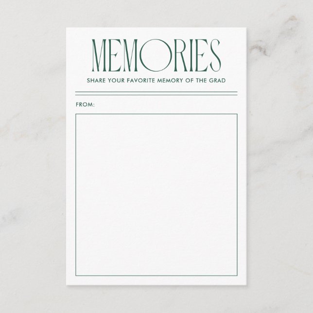 Modernes Green Favorite Memory Graduate Begleitkarte (Vorderseite)