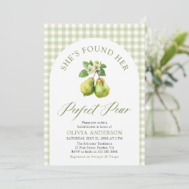 Modernes Green Gingham Perfect Pear Brautparty Einladung