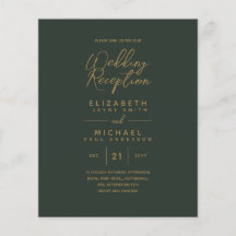 Modernes Green Gold Budget Hochzeitsempfang