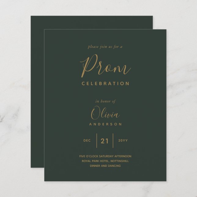 Modernes Green Gold Budget PROM (Vorne/Hinten)