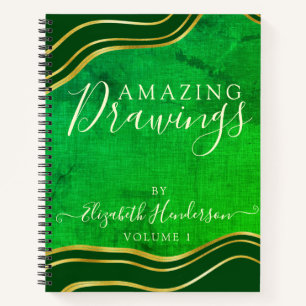 Modernes Green Gold Personalisiert Zeichnend Sketc Notizbuch