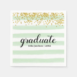 Modernes Green & Gold Streifen Graduate Party Napk Serviette