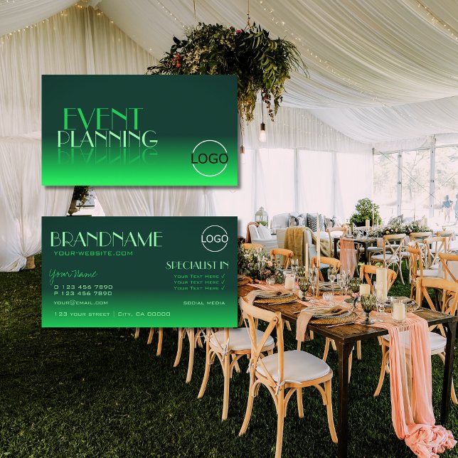 Modernes Green Gradient Mirror Schriftart Classic  Visitenkarte (Von Creator hochgeladen)