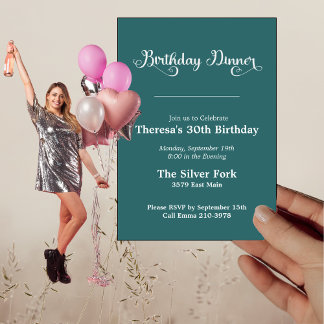 Modernes Green Jewel Tone Elegantes Geburtstagsfes Einladung