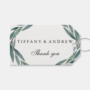 Modernes Green Leaf Wreath Wedding Gift Favor Tag Geschenkanhänger
