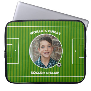 Modernes Green Soccer Sports Field Custom Foto Laptopschutzhülle