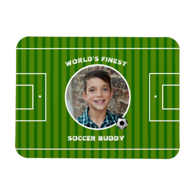 Modernes Green Soccer Sports Field Custom Foto Magnet (Horizontal)