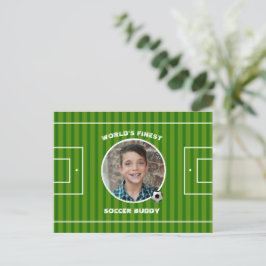Modernes Green Soccer Sports Field Custom Foto Postkarte