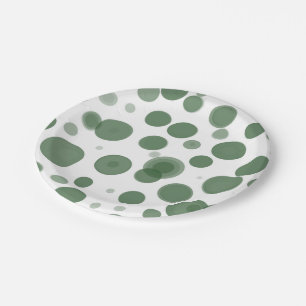 Modernes Green & White Polka Dot Bubbles Party Pappteller