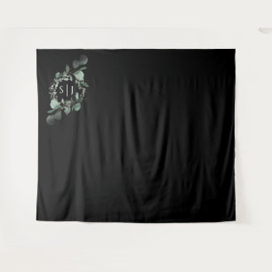 Modernes Greenery Black Wedding Foto Hintergrund Wandteppich